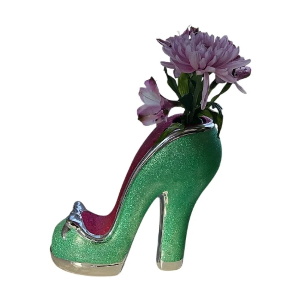 Green and Pink Glitter Women's Shoe Vase - Picture 2 of 8